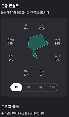 운동 균형 분석 화면